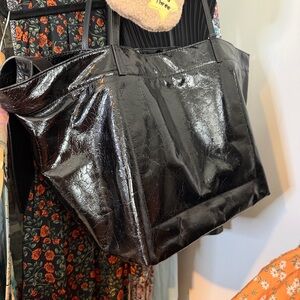 All Saints Shiny Black Tote Bag